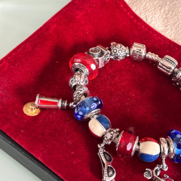 Authentic Pandora Charm Bracelet | Murano Glass & Sterling Charms - Picture 10 of 12